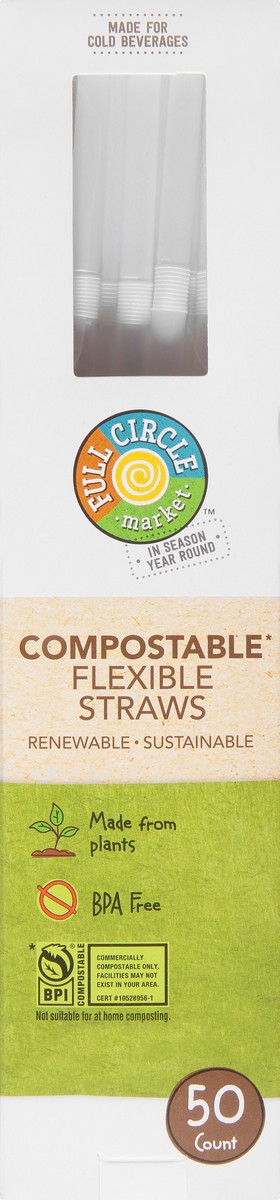 slide 3 of 8, Full Circle Market Compostable Flexible Straws, 50 ct