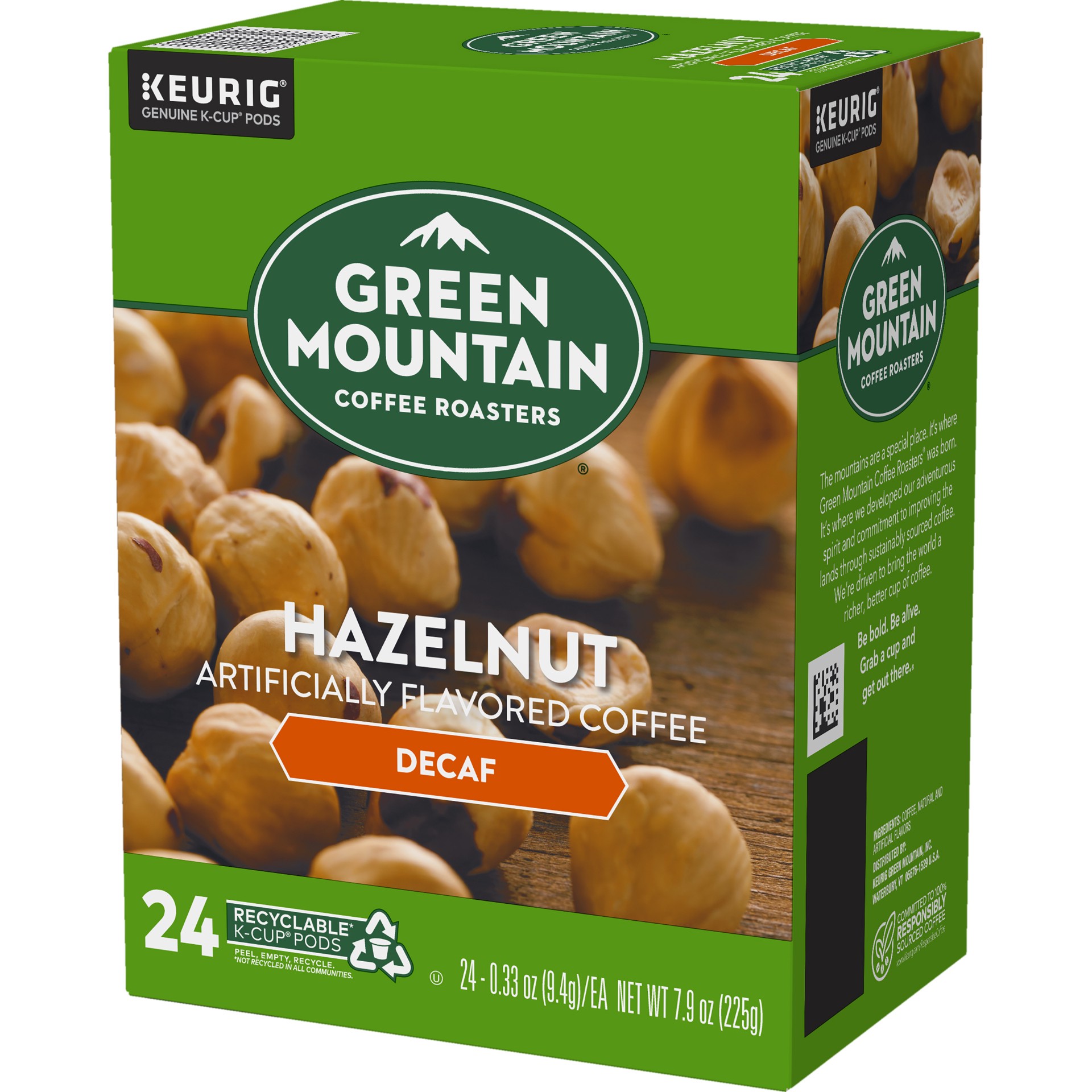 slide 3 of 5, Green Mountain Coffee Hazelnut Decaf Coffee, Keurig Single-Serve K-Cup pods, Light Roast, 24 Count, 24 ct