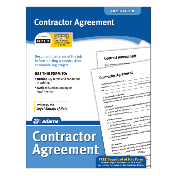 slide 1 of 2, Adams Contractor Agreement, 1 ct