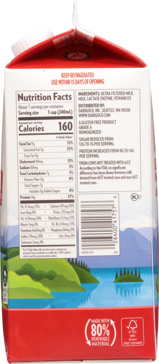 slide 10 of 13, Darigold Fit Lactose Free Whole Ultra Filtered Milk 59 fl oz, 59 fl oz