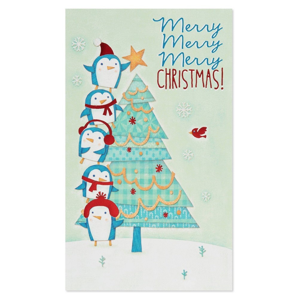 slide 4 of 6, American Greetings Christmas Card (Penguins), 1 ct