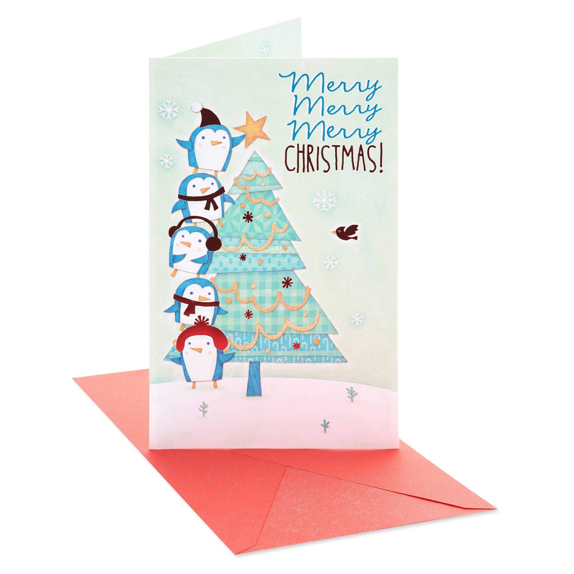 slide 1 of 6, American Greetings Christmas Card (Penguins), 1 ct