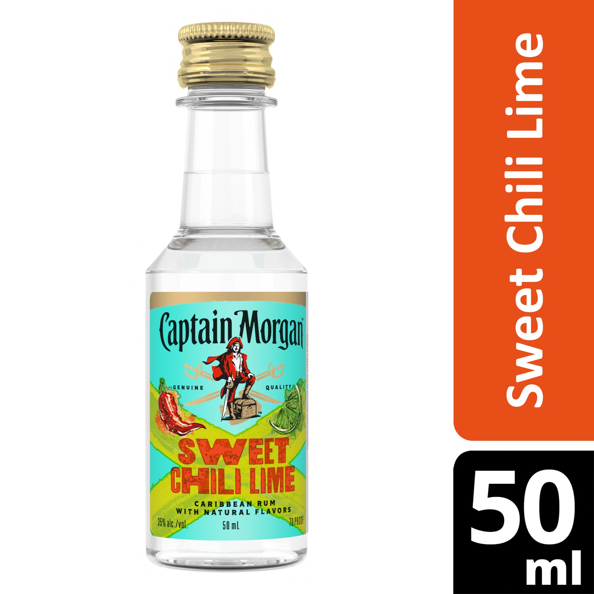 slide 4 of 4, Captain Morgan Sweet Chili Lime (Caribbean Rum with Natural Flavors), 50 mL, 50 ml