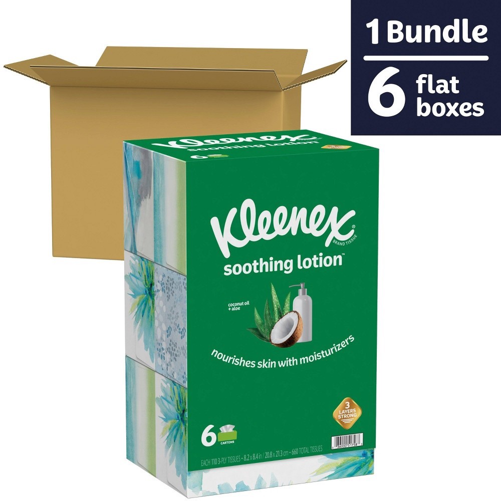 slide 2 of 10, Kleenex Soothing Lotion Facial Tissue - 6pk/110ct, 660 ct