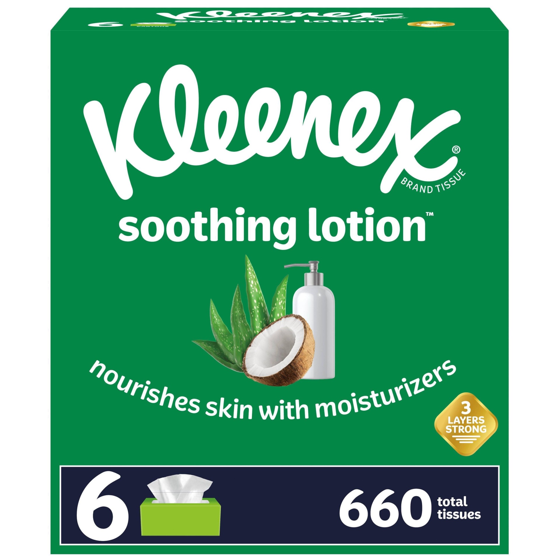 slide 1 of 10, Kleenex Soothing Lotion Facial Tissue - 6pk/110ct, 660 ct