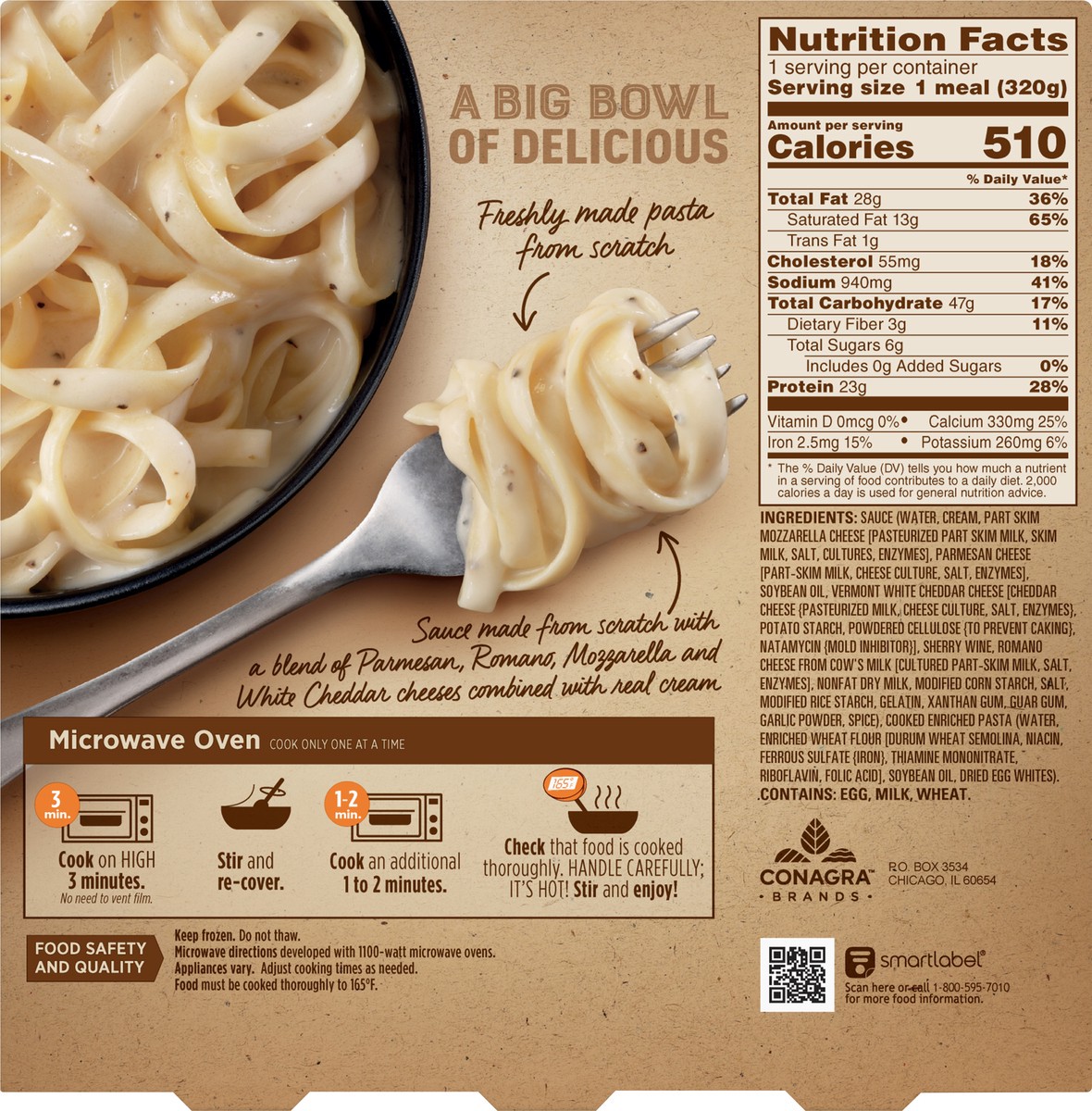 slide 12 of 13, Marie Callender's Four Cheese Fettuccini Alfredo Bowl, Frozen Meal, 11.3 oz., 11.3 oz