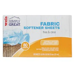 Weis Quality Free & Clear 80 Count Fabric Softener Sheets