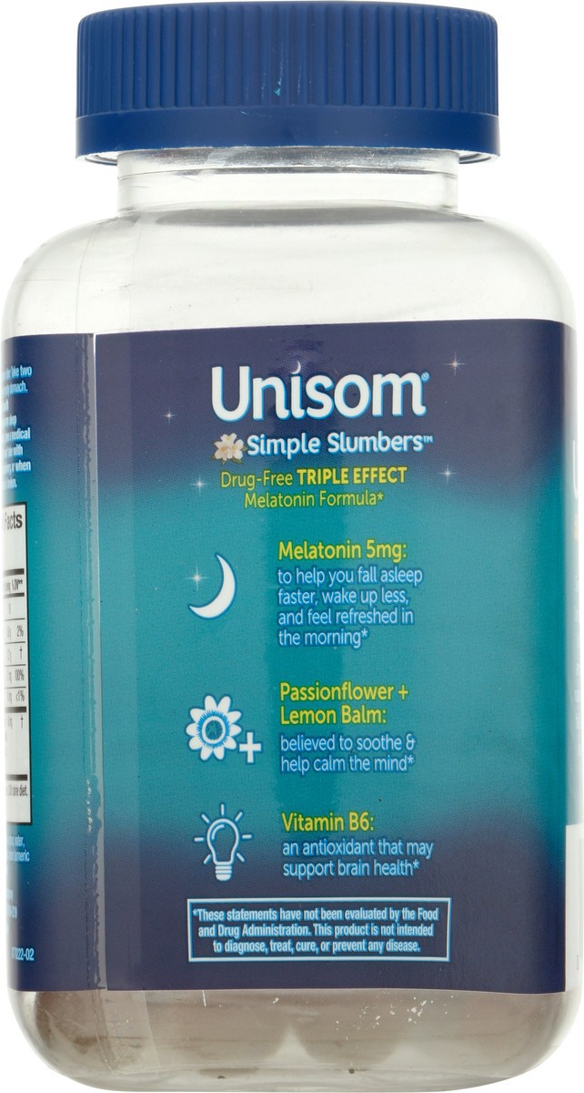 slide 3 of 9, Unisom Simple Slumbers Gummies 5 mg Golden Honey-Lemon Melatonin 60 Gummies, 60 ct