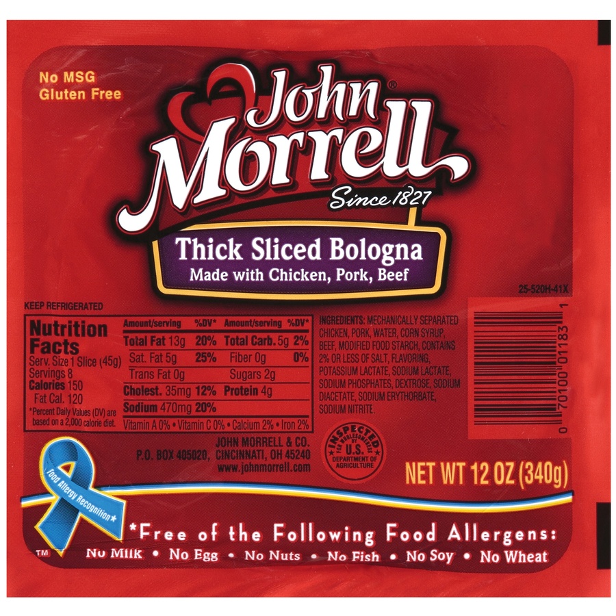 slide 1 of 2, John Morrell Thick Sliced Bologna, 12 oz