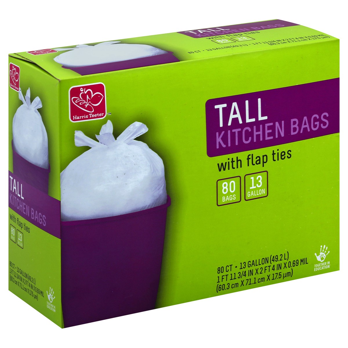 slide 5 of 5, Harris Teeter Tall Kitchn Bag W/Flptop, 80 ct