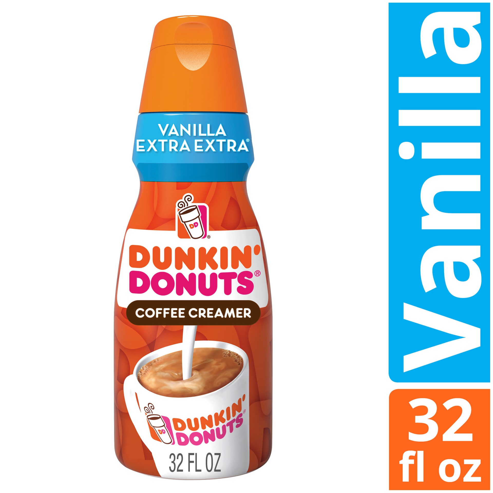 slide 1 of 7, Dunkin’ Extra Extra Vanilla Coffee Creamer, 32 fl oz