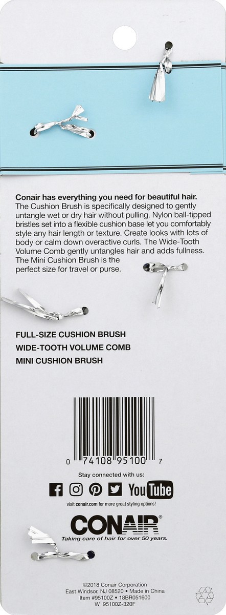 slide 8 of 8, Conair Cushion Brush/Volume Comb/Cushion Brush 1 ea, 1 ct