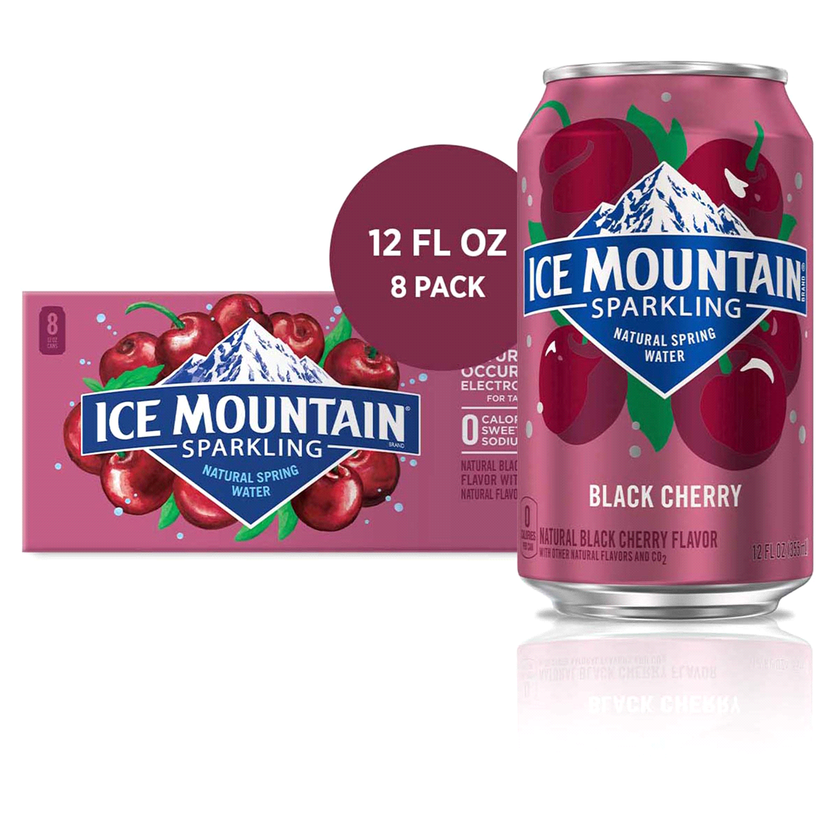 slide 1 of 6, Ice Mountain Black Cherry Sparkling Water, 8 ct; 12 fl oz