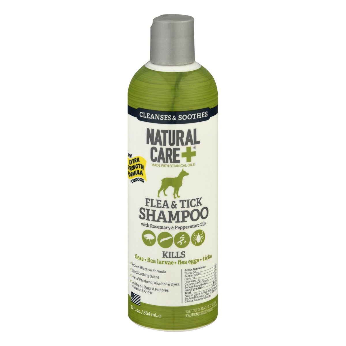 slide 1 of 9, Natural Care + Flea & Tick with Rosemary & Peppermint Oils Light Soothing Scent Shampoo 12 oz, 12 oz