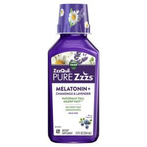 slide 1 of 1, Vicks ZzzQuil Pure Zzzs Melatonin Liquid, Sleep Aid, Liquid Melatonin 2mg, with Chamomile & Lavender, Fall Asleep Fast, Melatonin Sleep Aids for Adults, Berry Flavored, 12 FL OZ, 12 fl oz