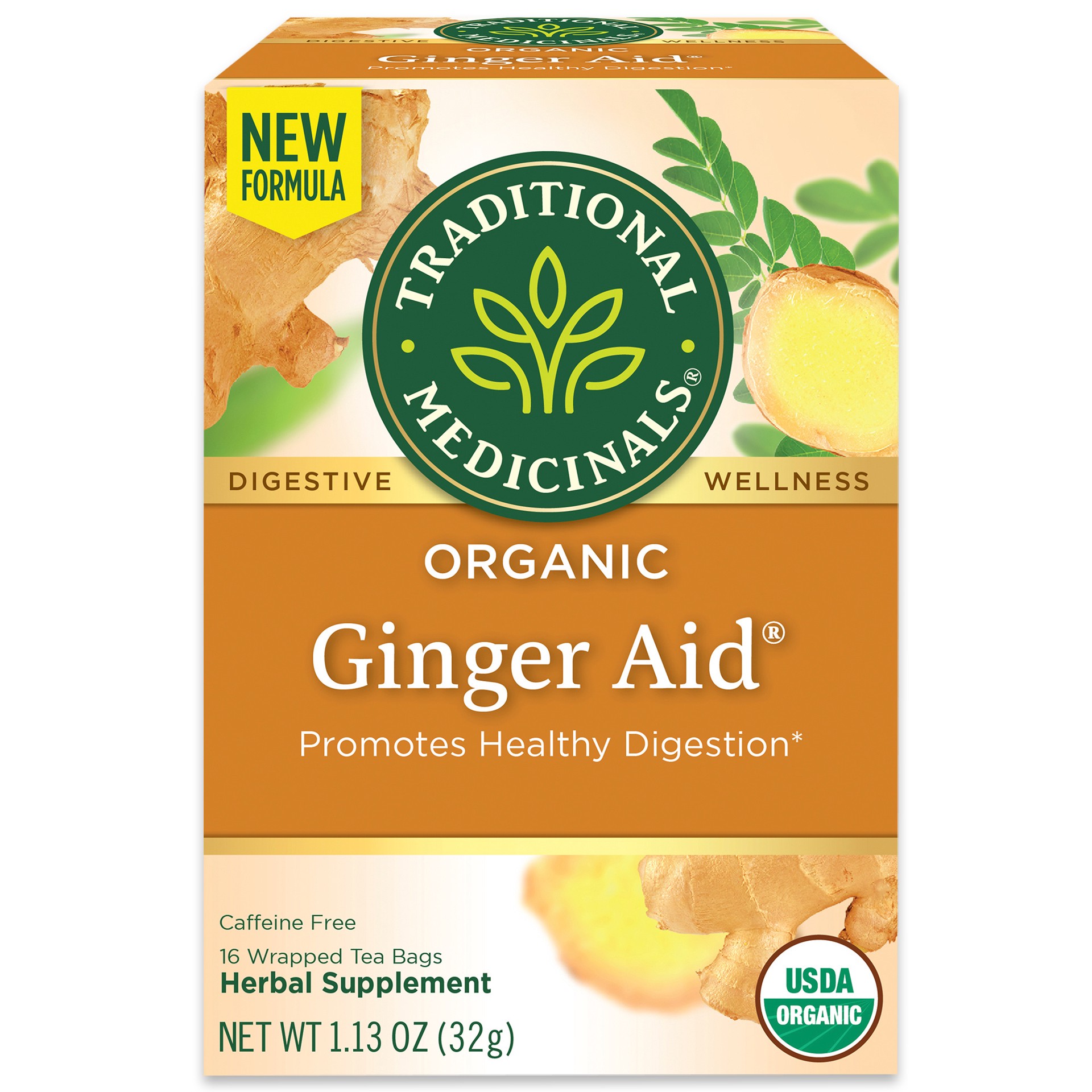 slide 1 of 4, Traditional Medicinals Organic Ginger Aid, Caffeine Free Herbal Tea, 16 ct