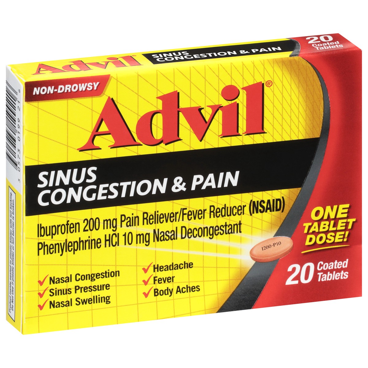 slide 2 of 9, Advil Sinus And Congestion Relief Tablets, 20 ct