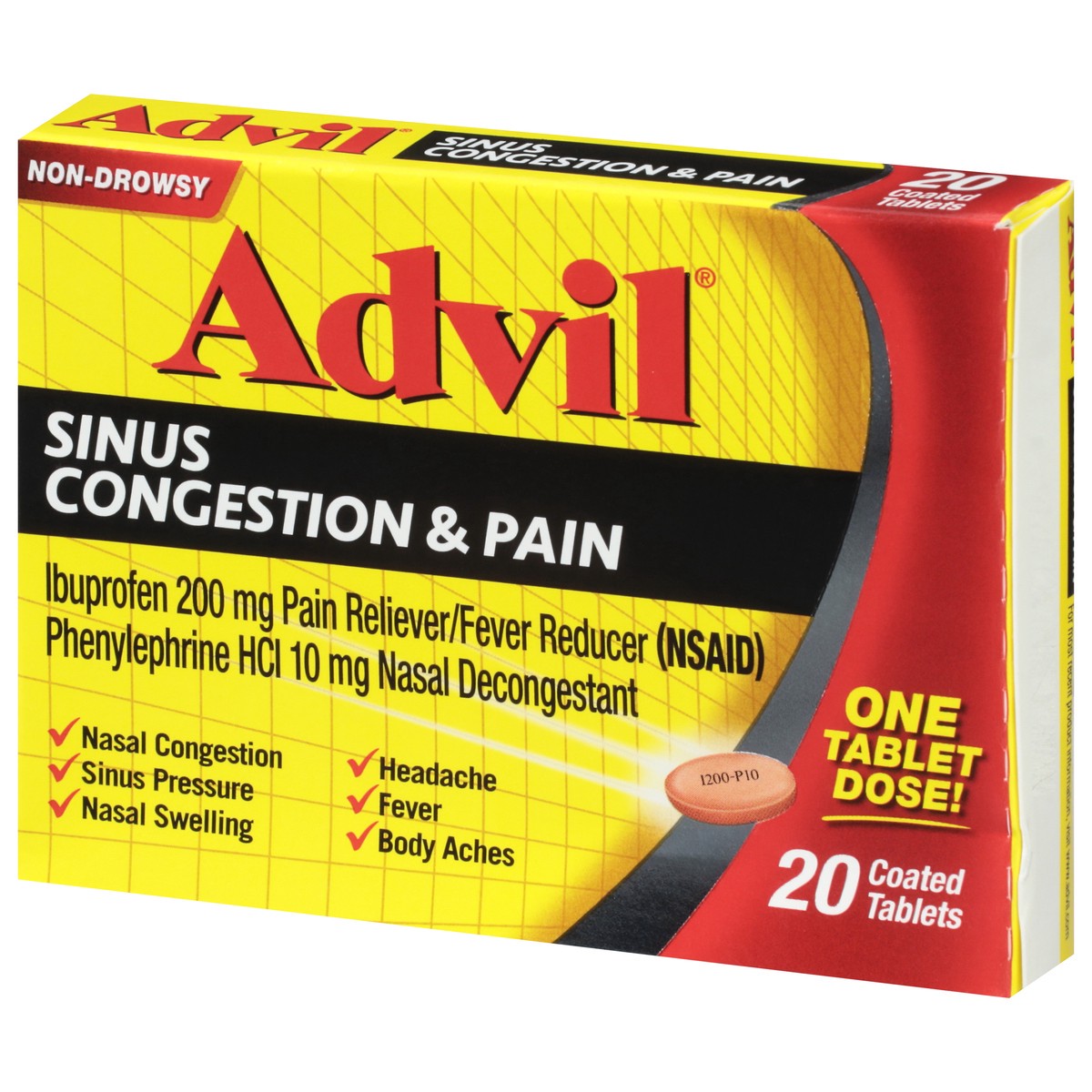 slide 3 of 9, Advil Sinus And Congestion Relief Tablets, 20 ct