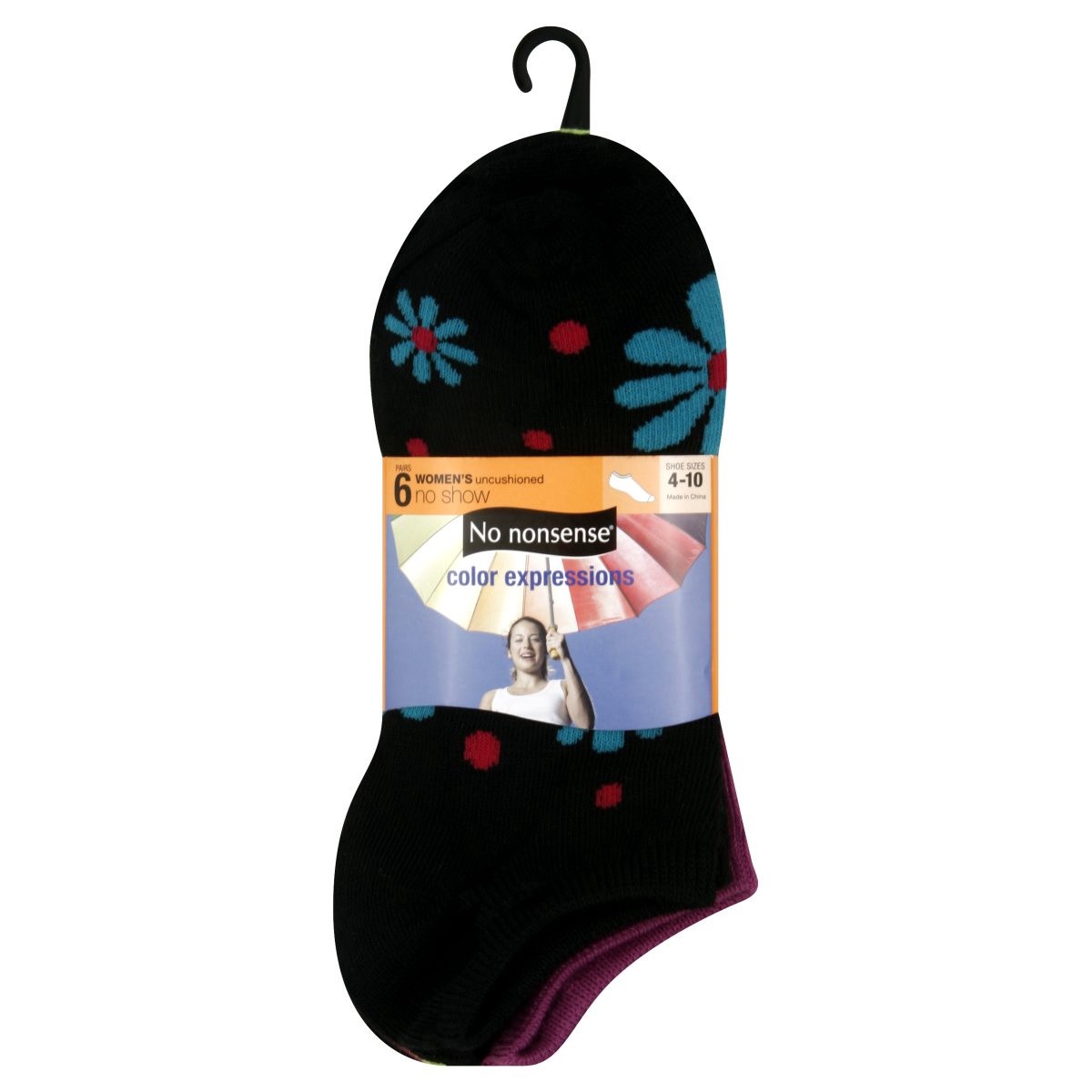 slide 1 of 1, No Nonsense Socks, No Show, Uncushioned, Women's, 6 ct