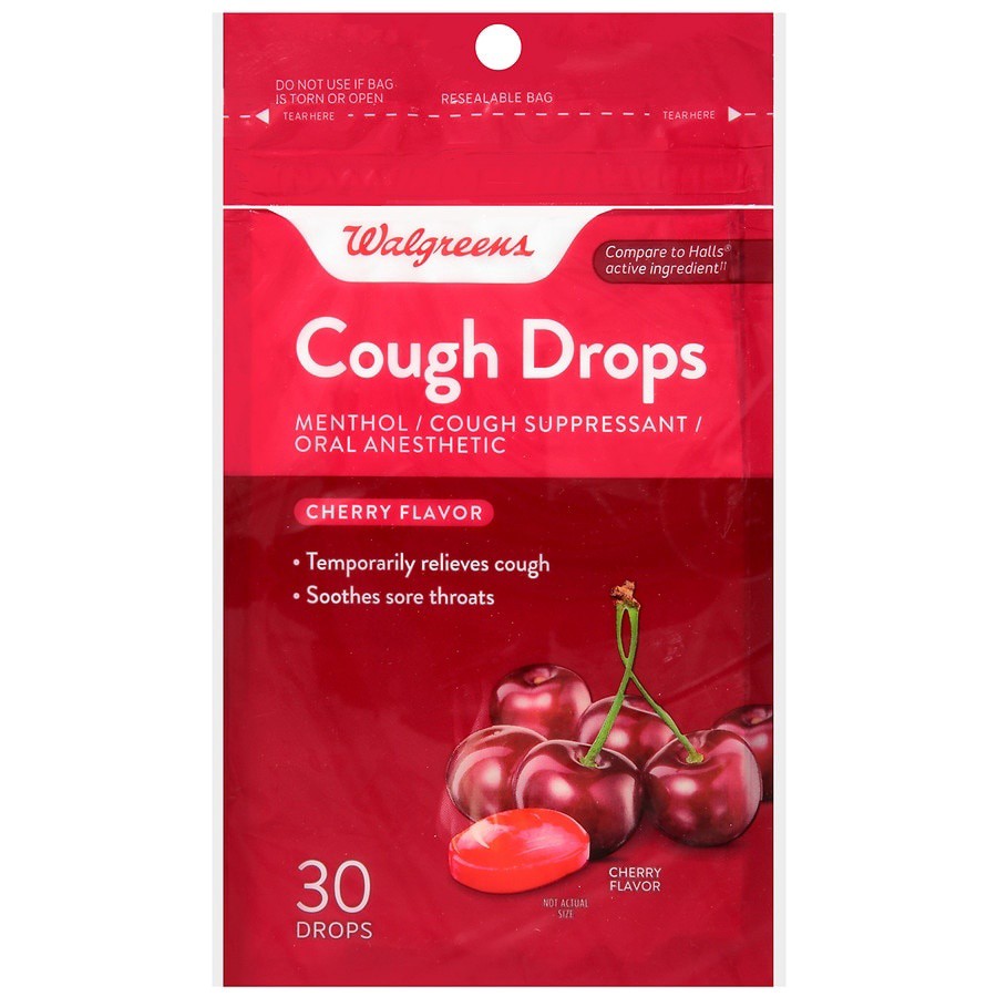 slide 1 of 5, Walgreens Cherry Flavor Cough Drops, 30 ct