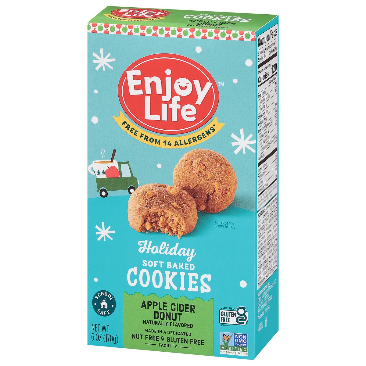 slide 3 of 9, Enjoy Life Apple Cider Donut Soft Baked Holiday Cookies, 6 oz Box, 6 oz