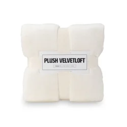 Berkshire Blanket Long Pile Velvetloft Plush - 50 in x 70 in - Cream