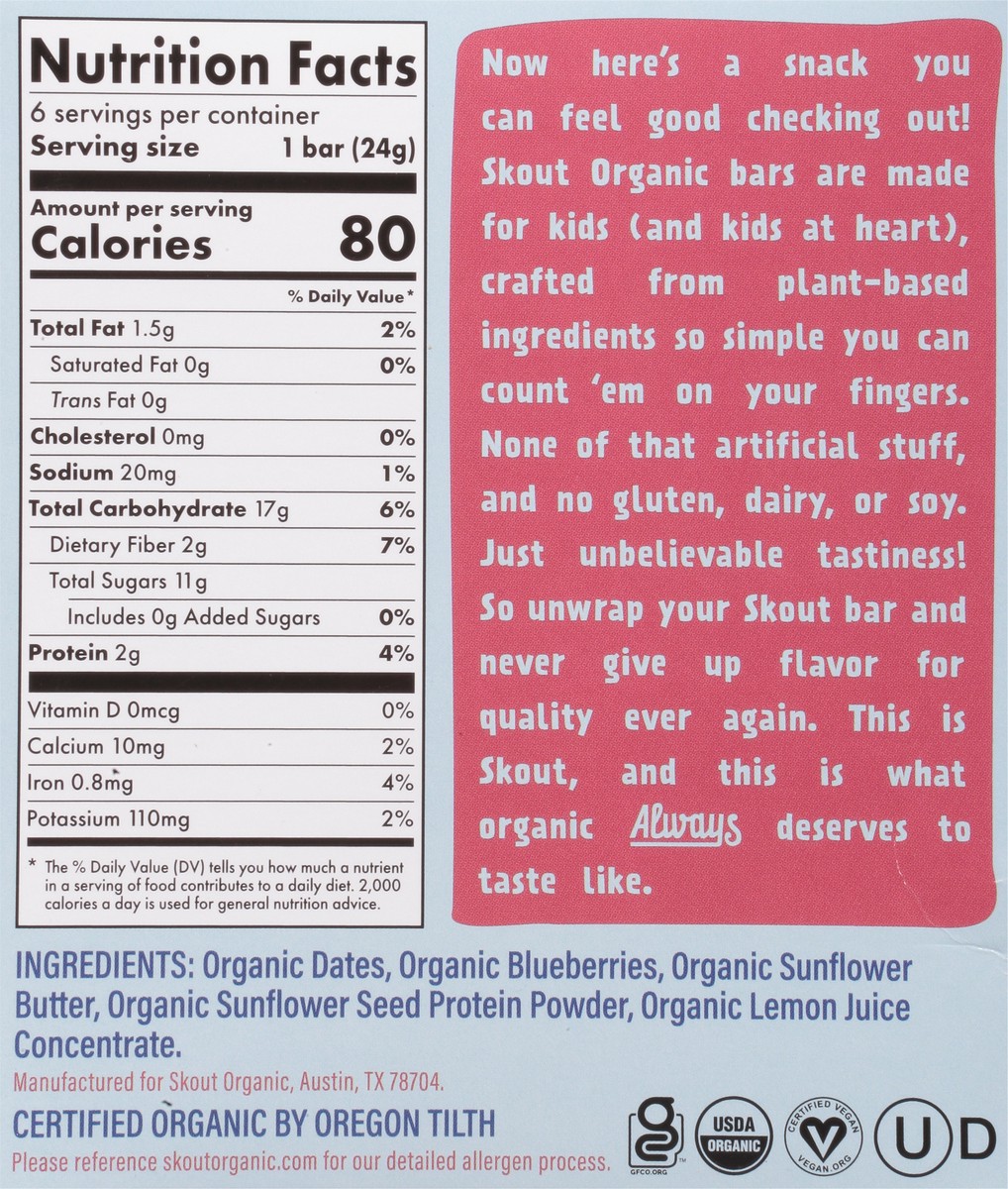 slide 7 of 9, Skout Organic Kids Blueberry Blast Snack Bars, 1 ct