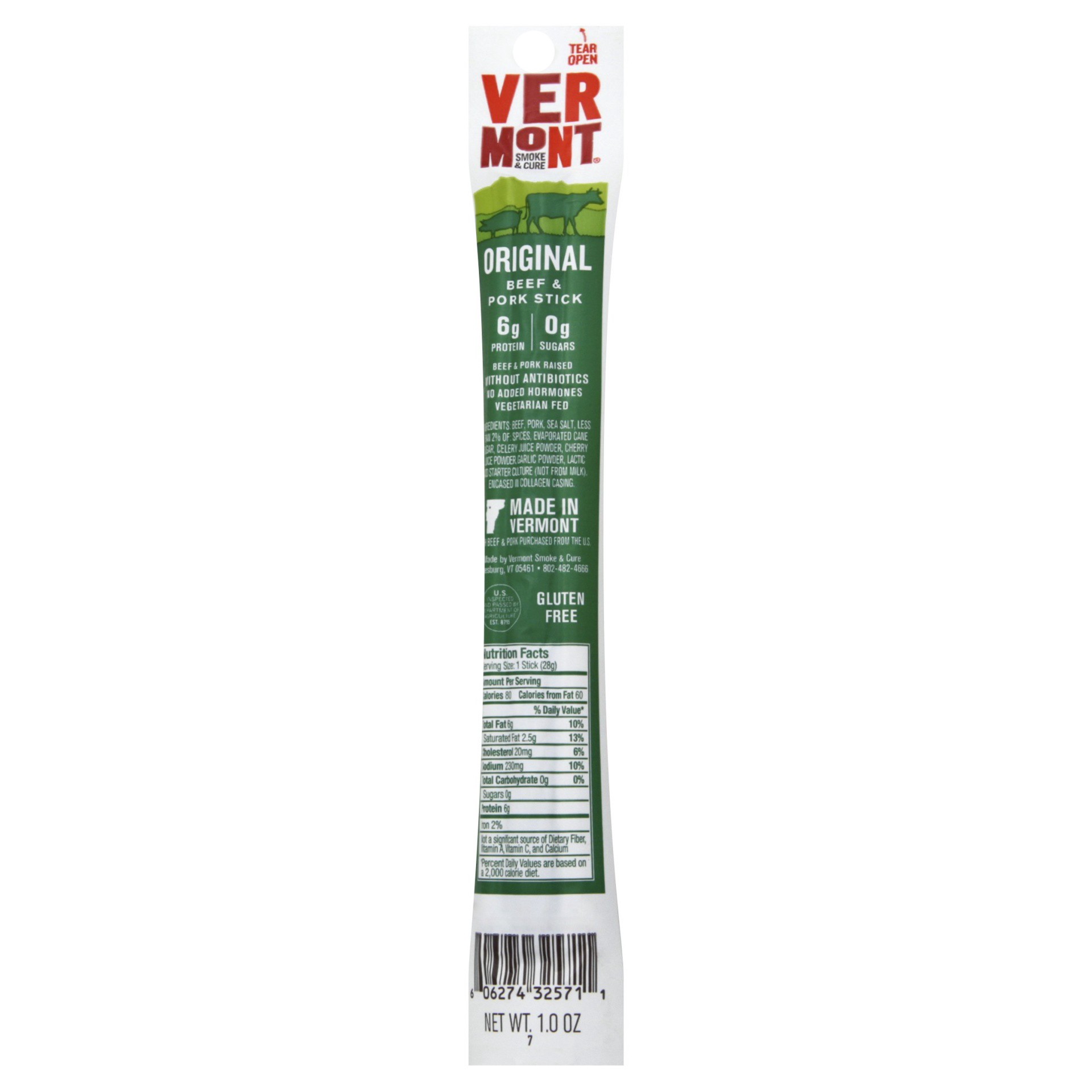 slide 1 of 9, Vermont Smoke & Cure Original Beef & Pork Stick 1.0 oz, 1 oz