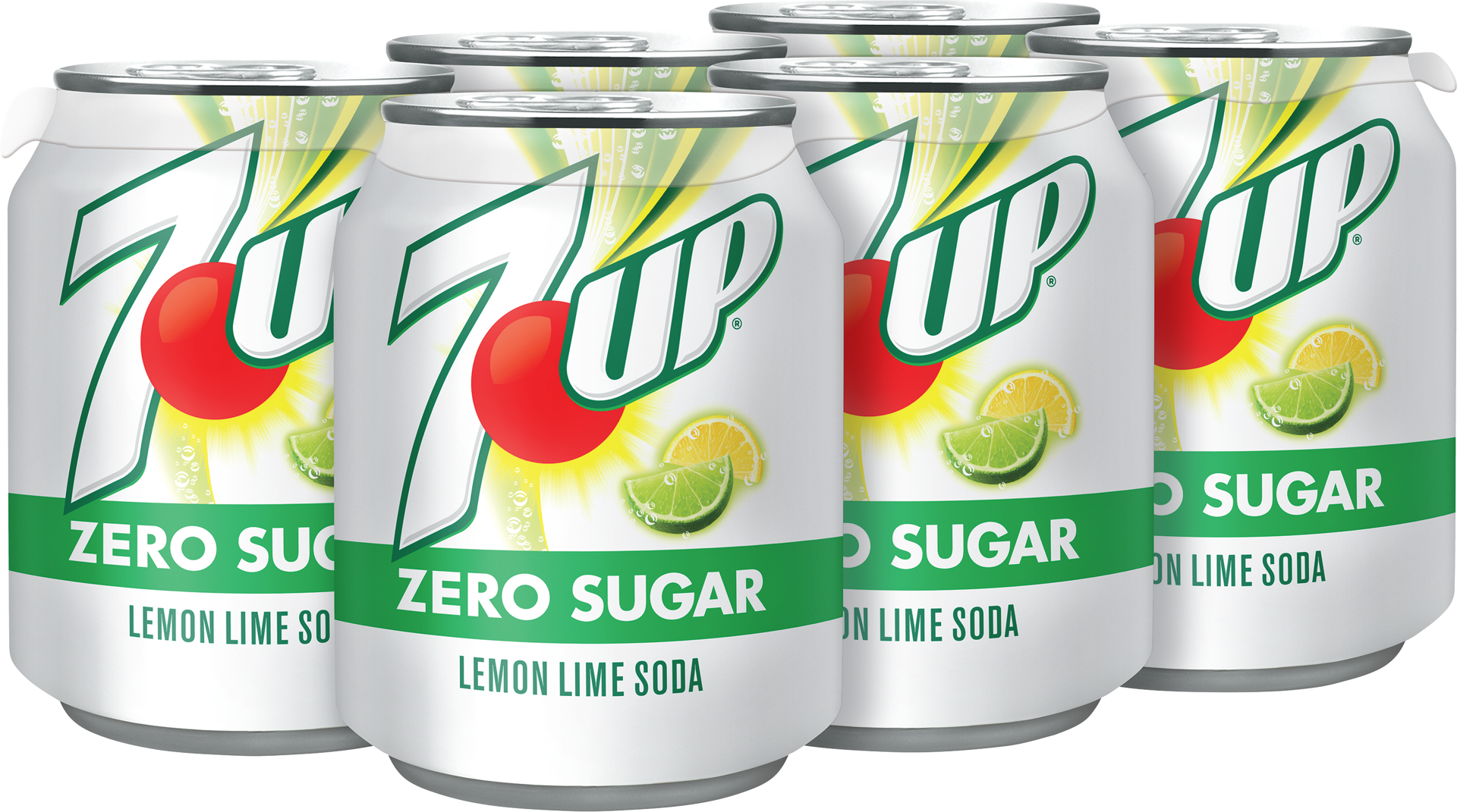 slide 2 of 5, 7UP Zero Sugar Lemon Lime Soda, 8 fl oz cans, 6 pack, 6 ct