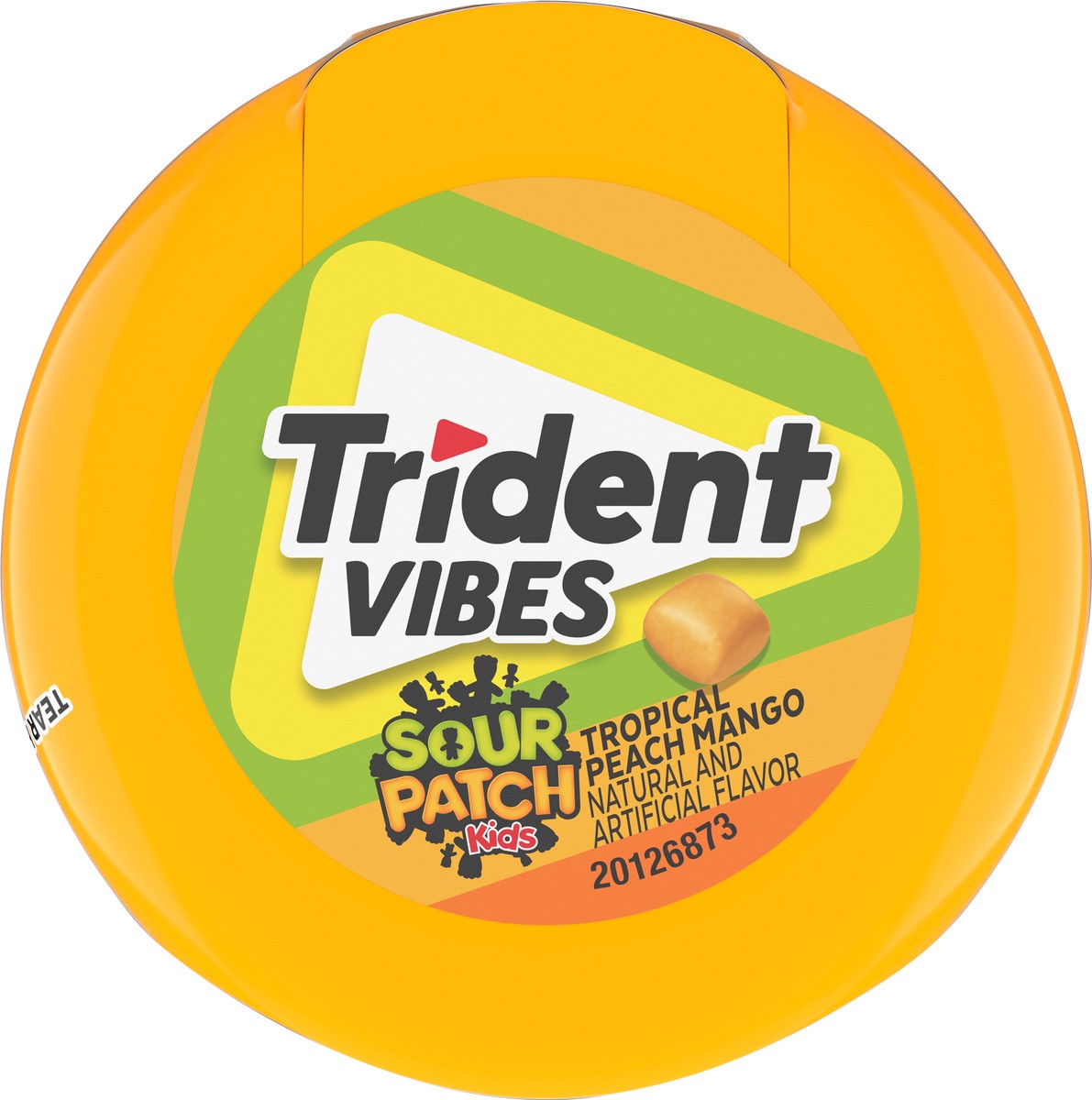 slide 3 of 16, Trident Vibes SOUR PATCH KIDS Tropical Peach Mango Sugar Free Gum, 40 Piece Bottle, 40 ct