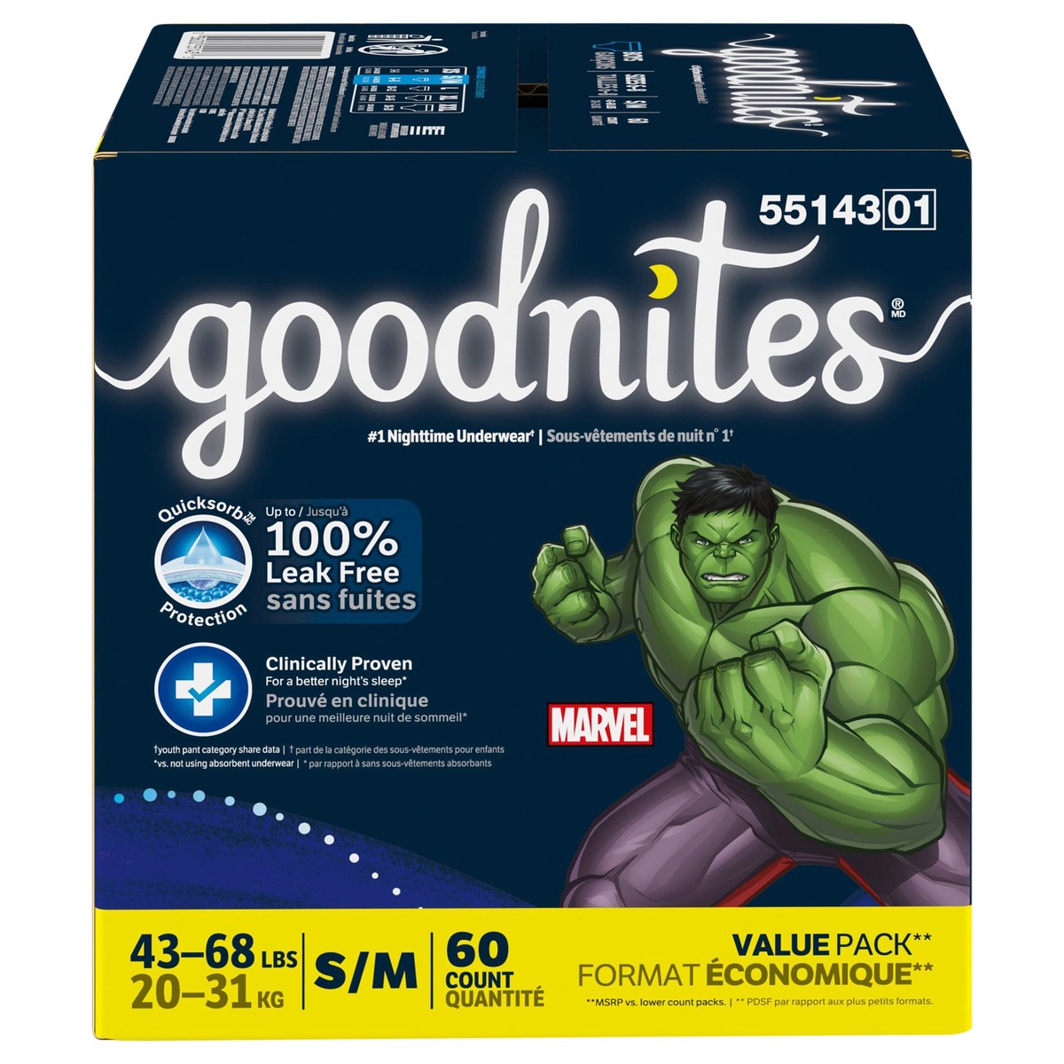 slide 1 of 12, Goodnites Boys' Nighttime Bedwetting Underwear, Size S/M (43-68 lbs), 60 Ct, 60 ct