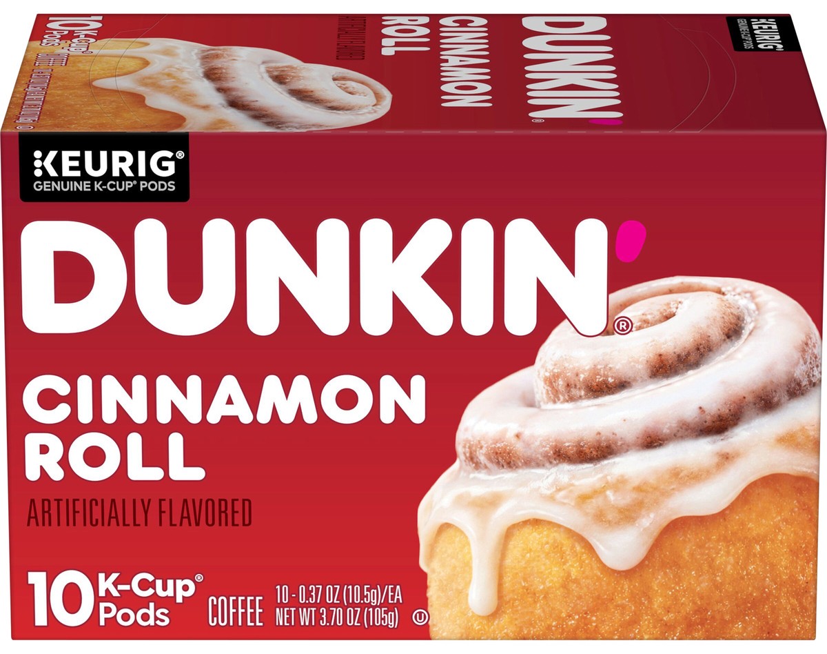 slide 1 of 8, Dunkin'' Dunkin'’ Cinnamania Coffee, 10 K-Cup Pods for Keurig Coffee Makers, 10 ct
