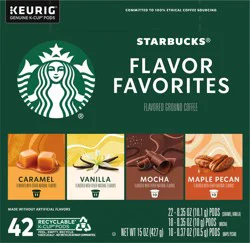 Starbucks K-Cup Coffee Pods, Flavored Hot or Iced Coffee, Variety Pack, 42 Keurig Pods