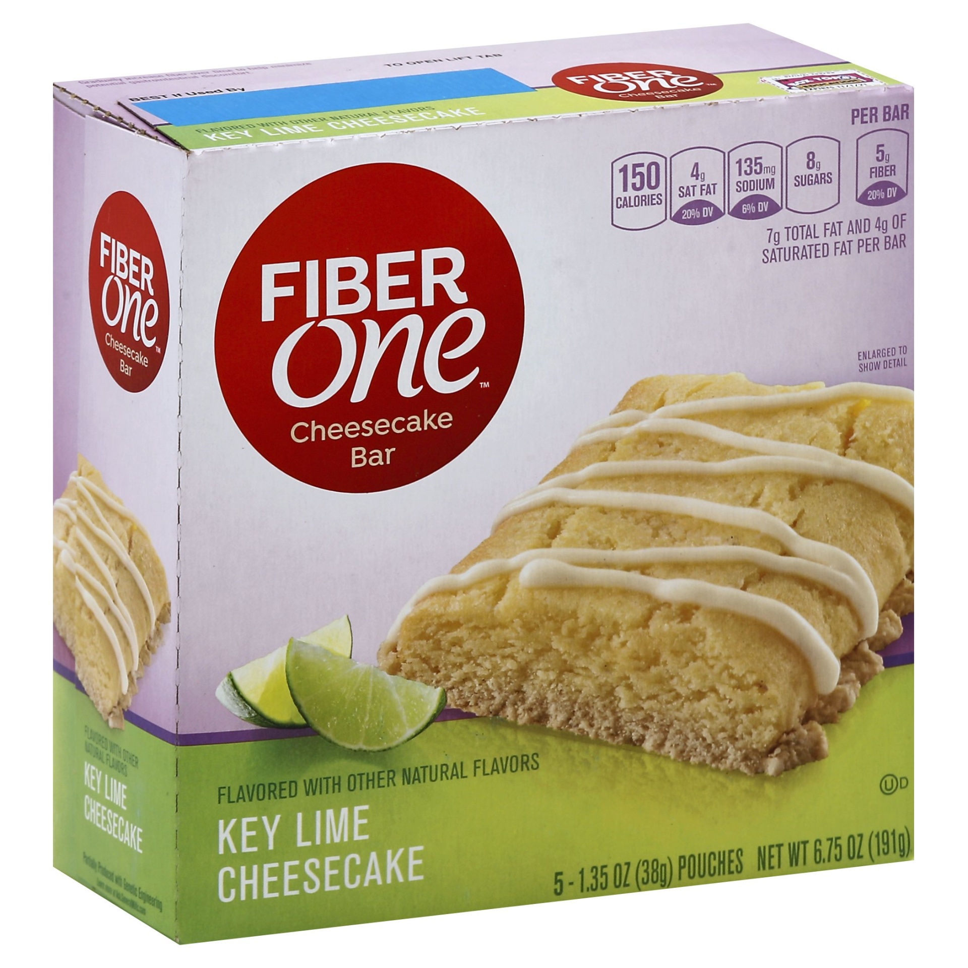 slide 1 of 1, Fiber One Key Lime Cheesecake Bars, 5 ct; 1.35 oz