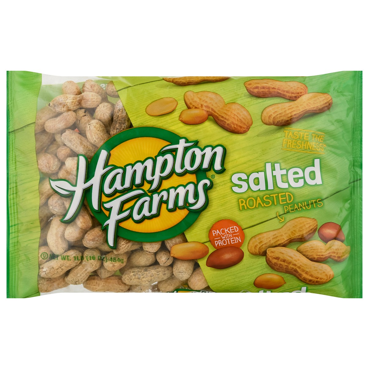 slide 1 of 6, Hampton Farms Roasted Salted Peanuts 16 oz, 16 oz