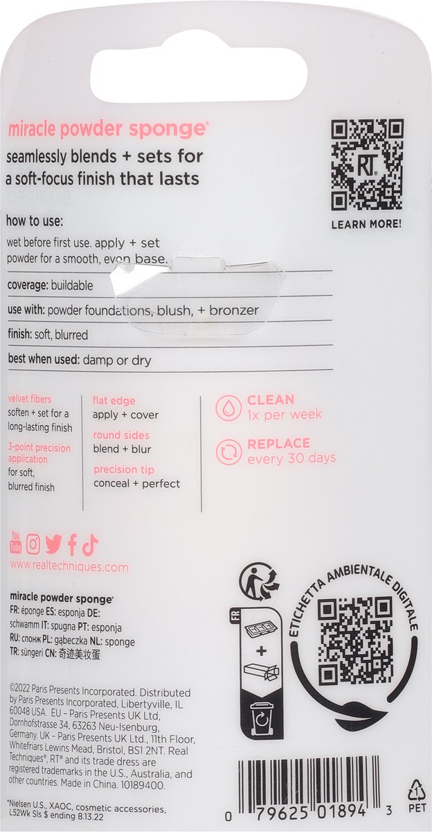 slide 8 of 9, Real Techniques Miracle Powder Sponge, 1 Count, 1 ea