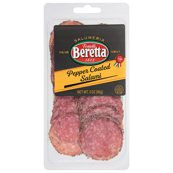 slide 1 of 1, Fratelli Beretta Pepper Coated Salami 3 oz, 3 oz