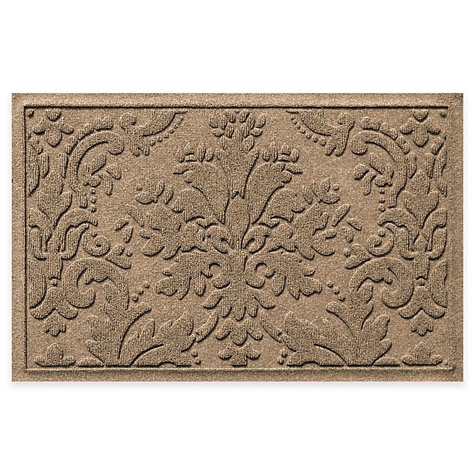 slide 1 of 2, Weather Guard Damask Door Mat - Khaki, 23 in x 35 in