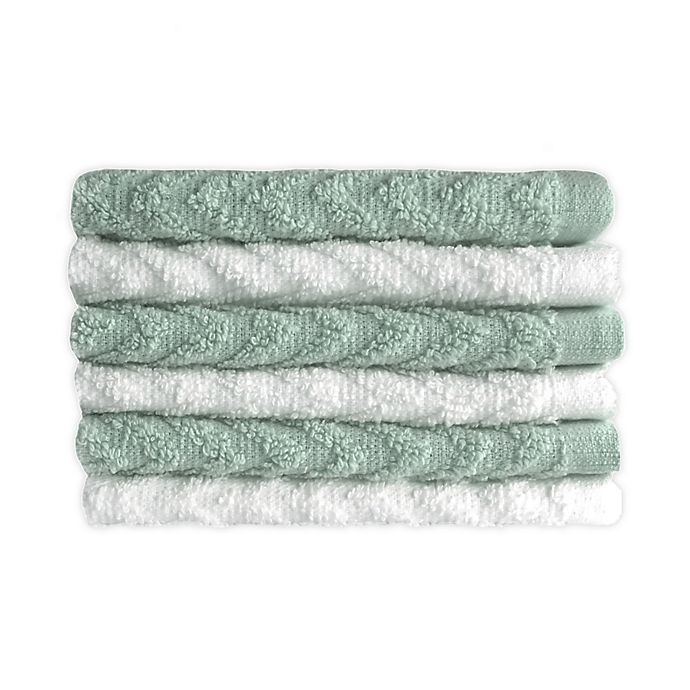 slide 1 of 1, SALT Washcloths - Green/White, 6 ct