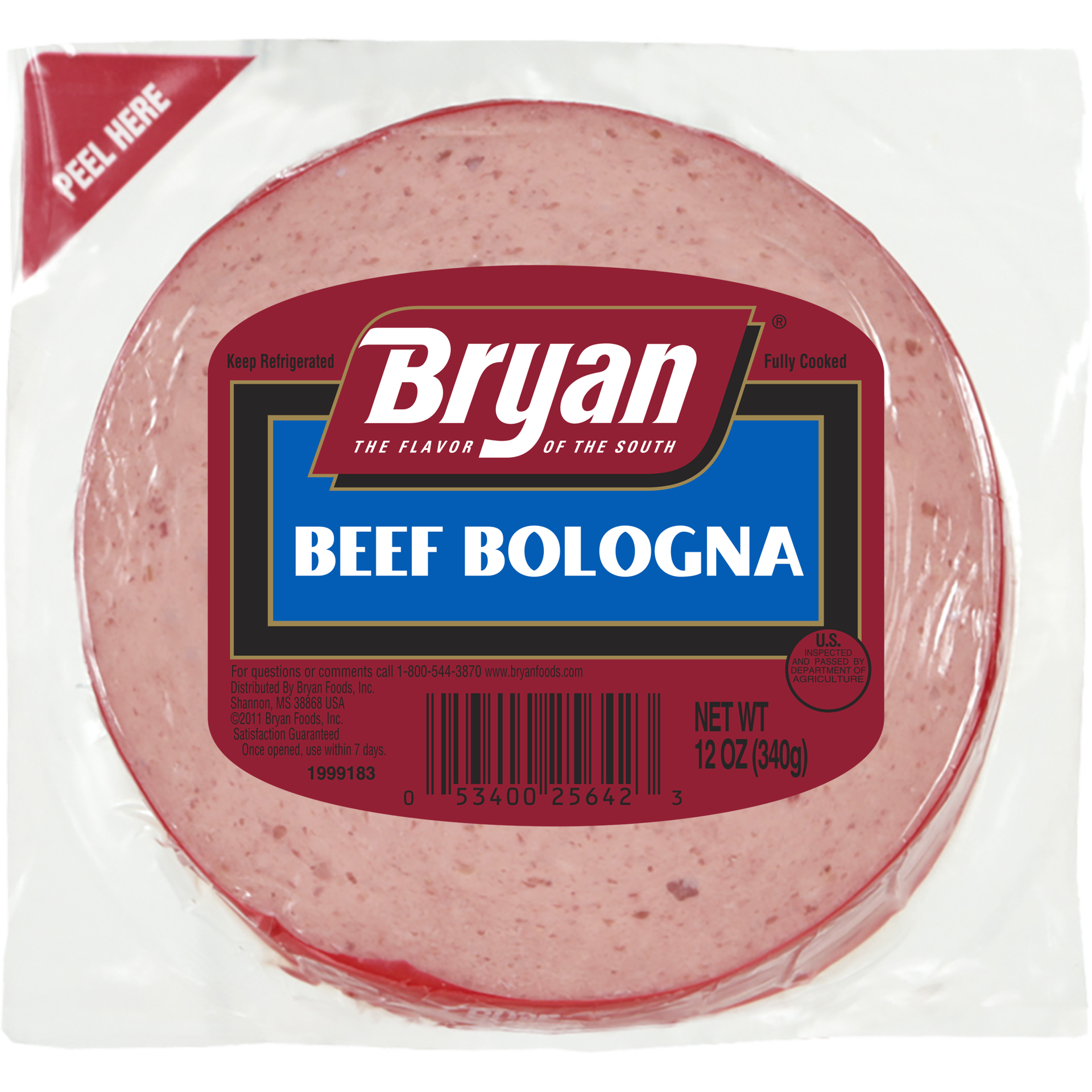 slide 1 of 8, Bryan Beef Bologna Deli Lunch Meat, 12 oz, 340.19 g