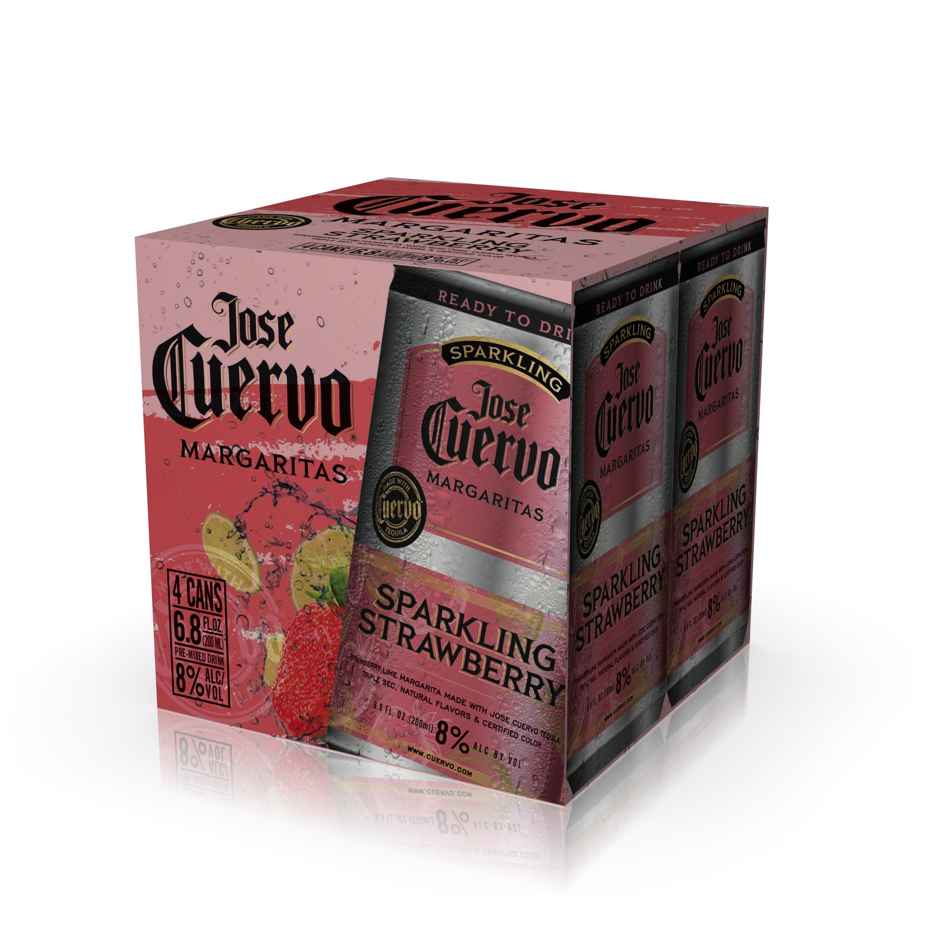 slide 4 of 5, Jose Cuervo Sparkling Margarita Strawberry Ready to Drink Cocktail - 4-200 ml, 4 ct; 6.8 fl oz