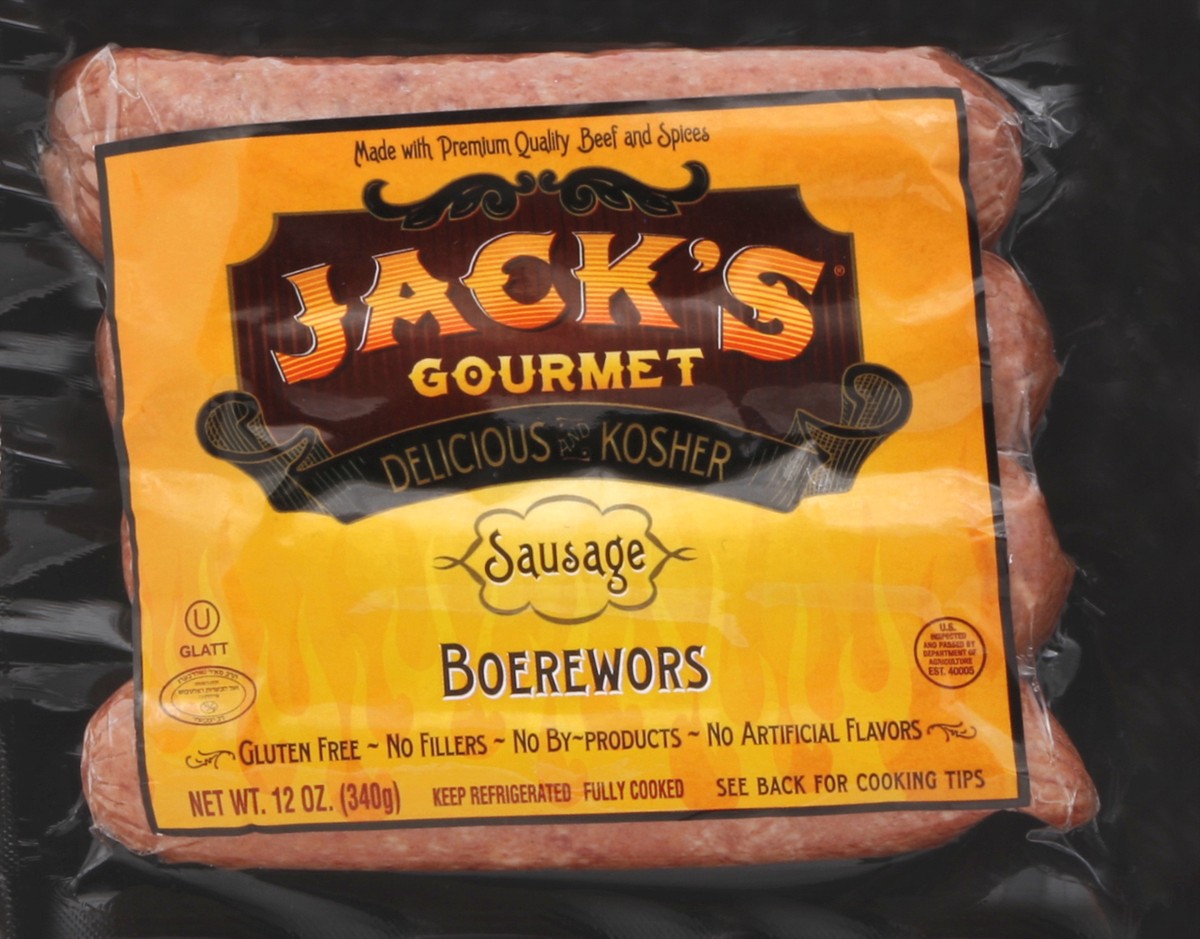 slide 5 of 5, Jack's Gourmet Kosher Boerewors Sausage, 12 oz