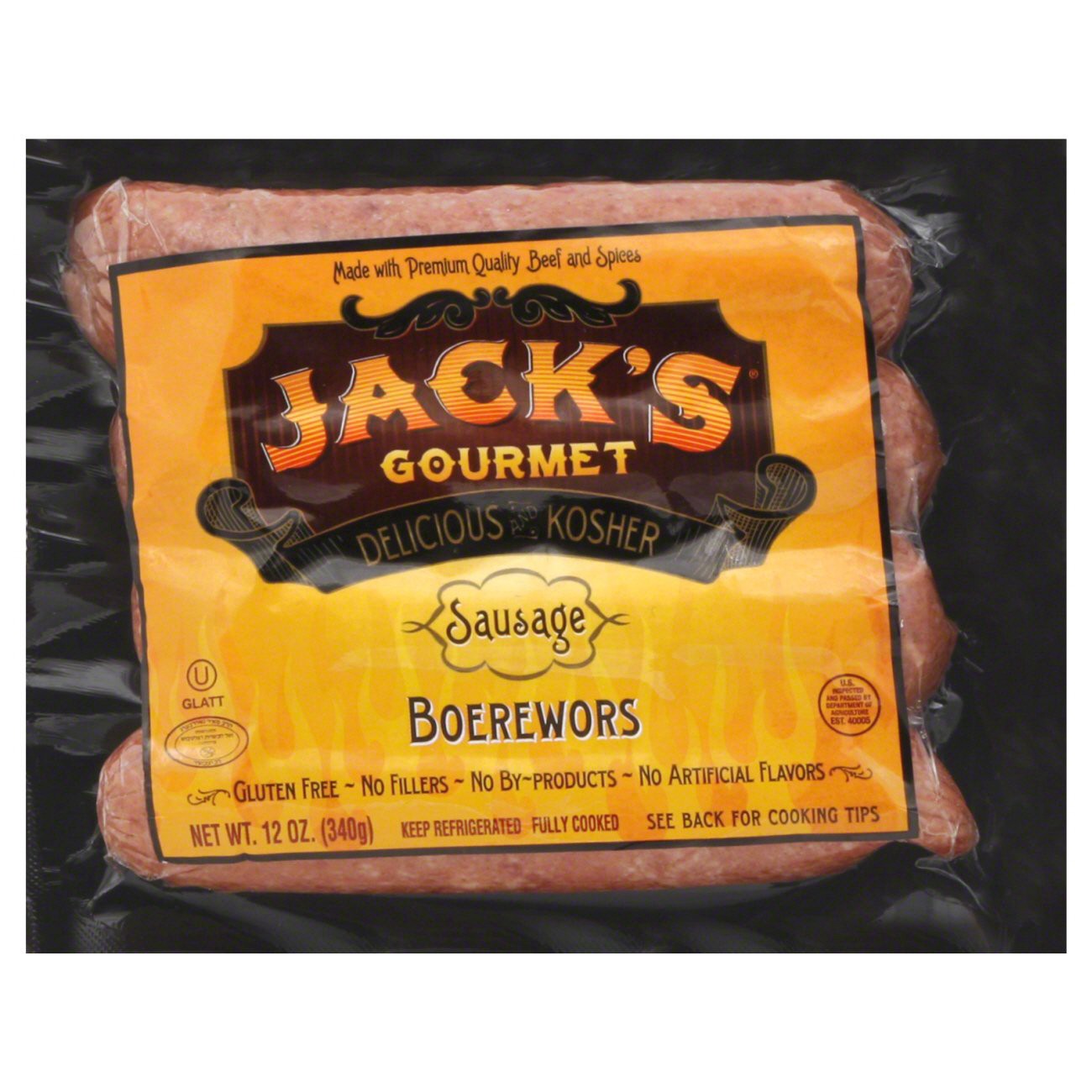 slide 1 of 5, Jack's Gourmet Kosher Boerewors Sausage, 12 oz