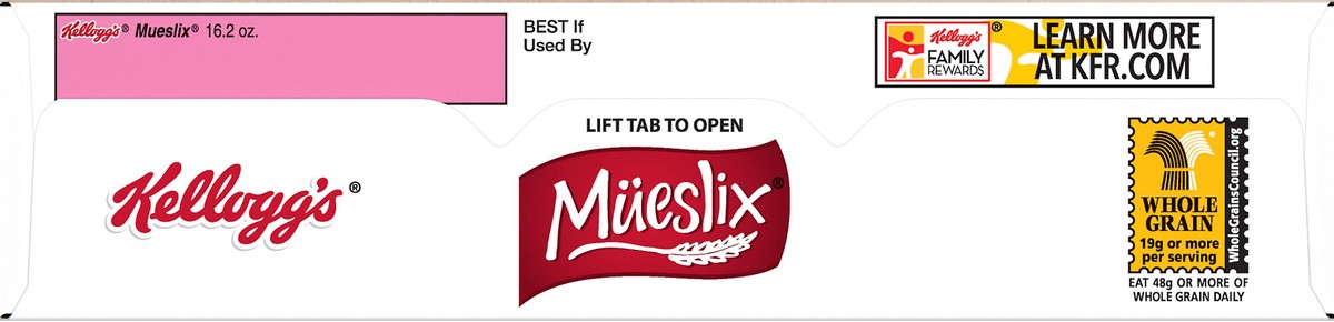 slide 5 of 7, Mueslix Kellogg's Mueslix Cold Breakfast Cereal, Fiber Cereal, 12g Protein, Original, 16.2oz Box, 1 Box, 16.2 oz