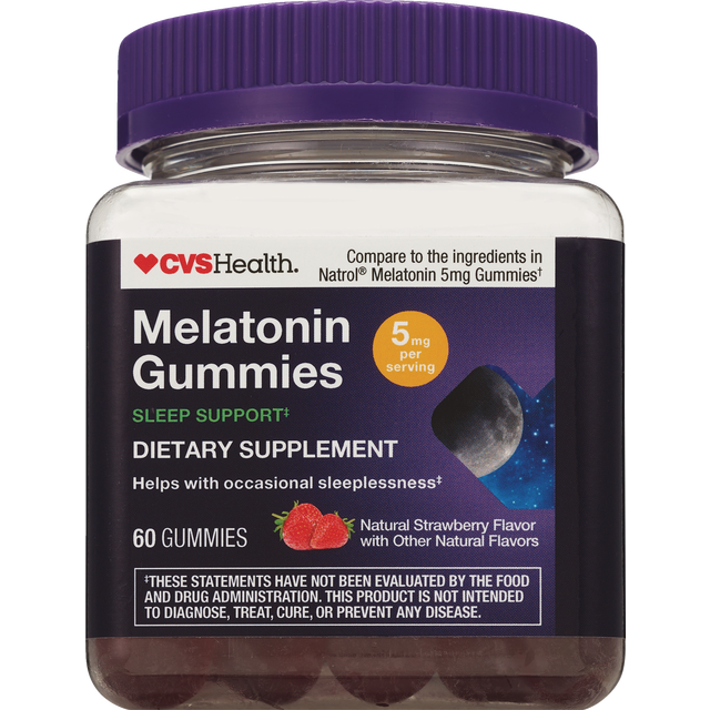slide 1 of 1, Cvs Health Melatonin 5Mg Strawberry Gummies, 60 ct
