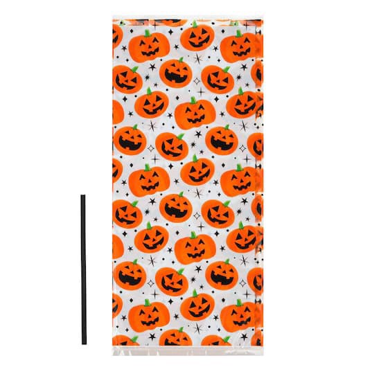slide 1 of 2, Jack-O'-Lanterns Treat Bags With Twist Ties, 12ct. By Makery, 12 ct