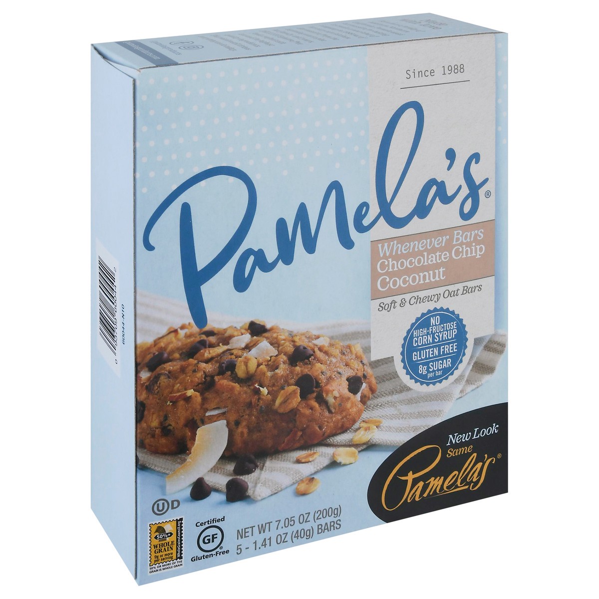 slide 2 of 9, Pamela's Whenever Bars Soft & Chewy Chocolate Chip Coconut Oat Bars 5 - 1.41 oz Bars, 7.05 oz