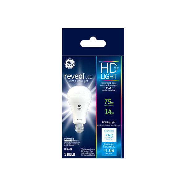 slide 1 of 1, GE LED Reveal Dimmable 14W-75W Bulb, 1 ct