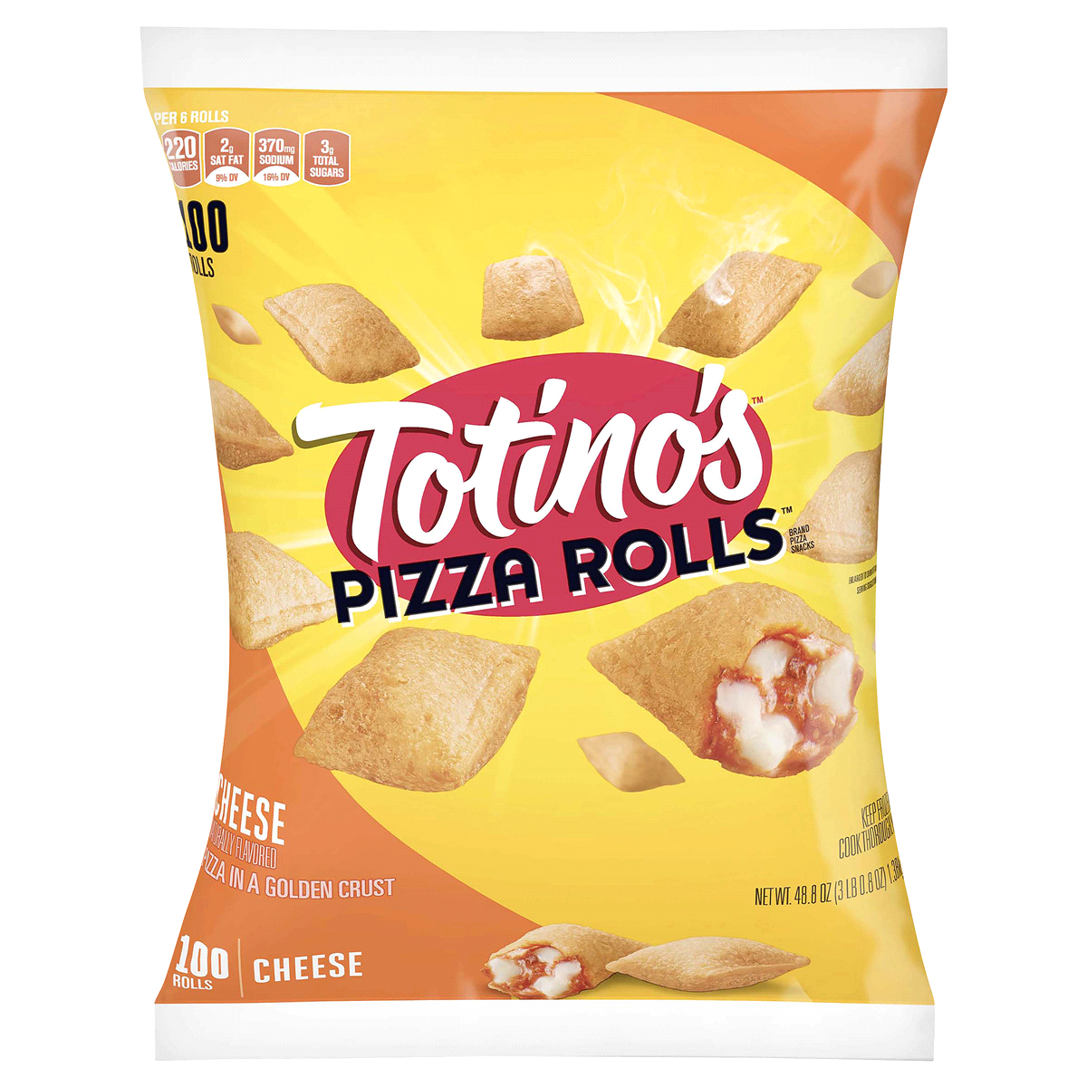 slide 1 of 9, Totino's Pizza Rolls, Cheese Flavored, Frozen Snacks, 48.85 oz, 100 ct, 100 ct