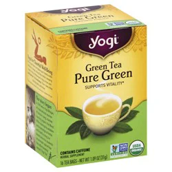 Yogi Tea Green Tea Pure Green, Organic Tea Bags, 16 Count